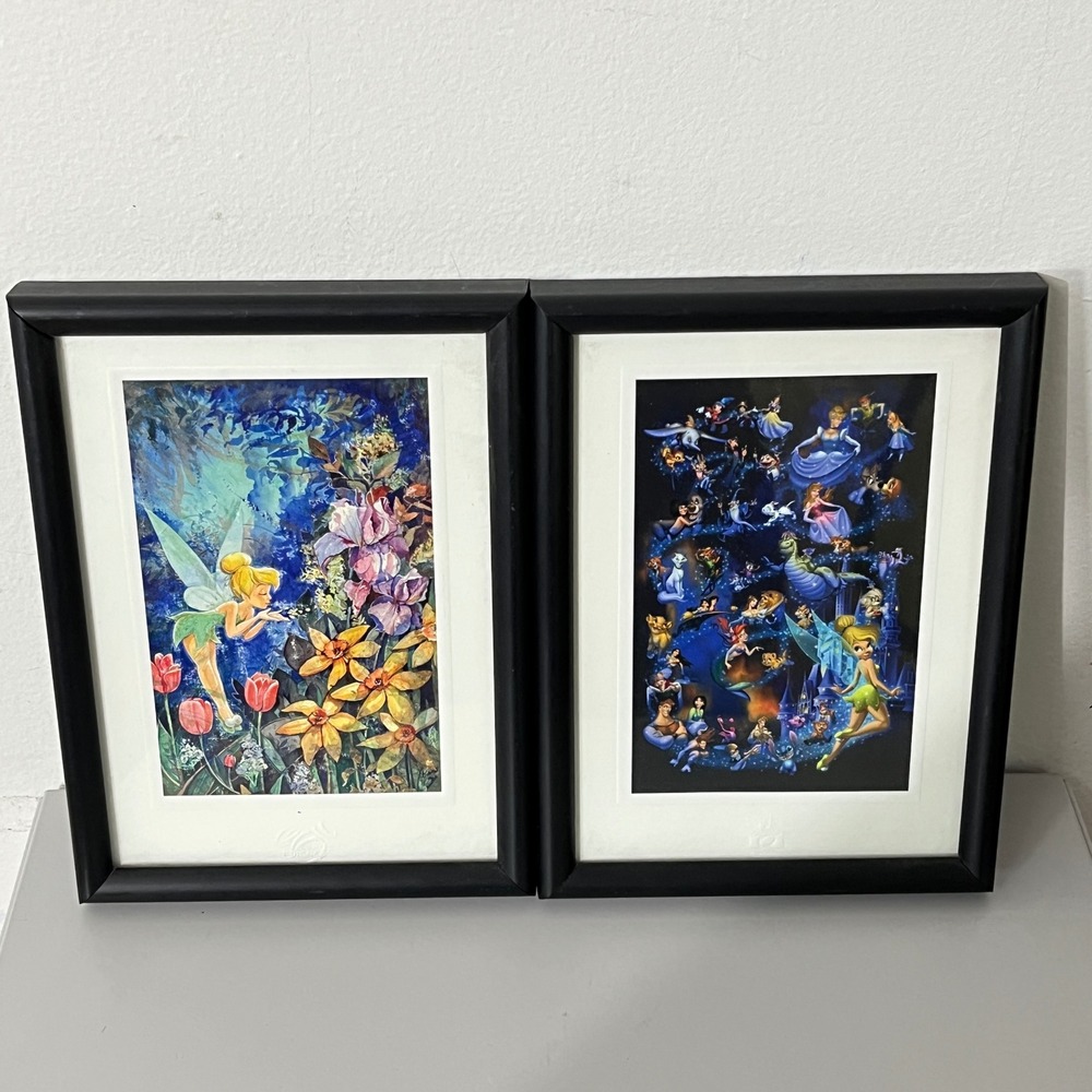 Disney Postcards Framed Art Set Mini Multicolor Tinker Bell Montage